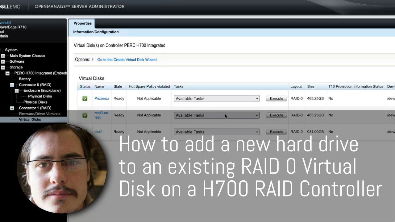How to add a new hard drive to an existing RAID 0 Virtual Disk on a